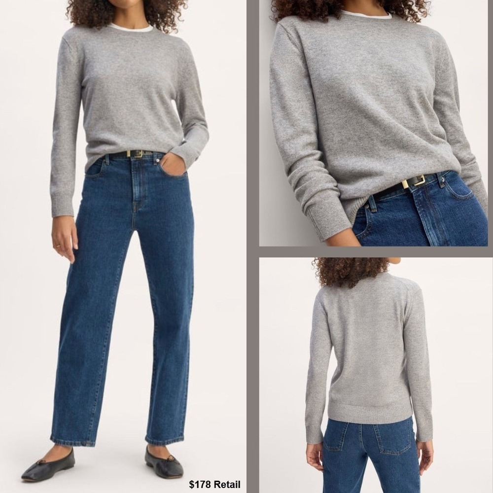 EVERLANE Cashmere Crewneck Sweater Size S Light Gray Minimalist Quiet Luxury